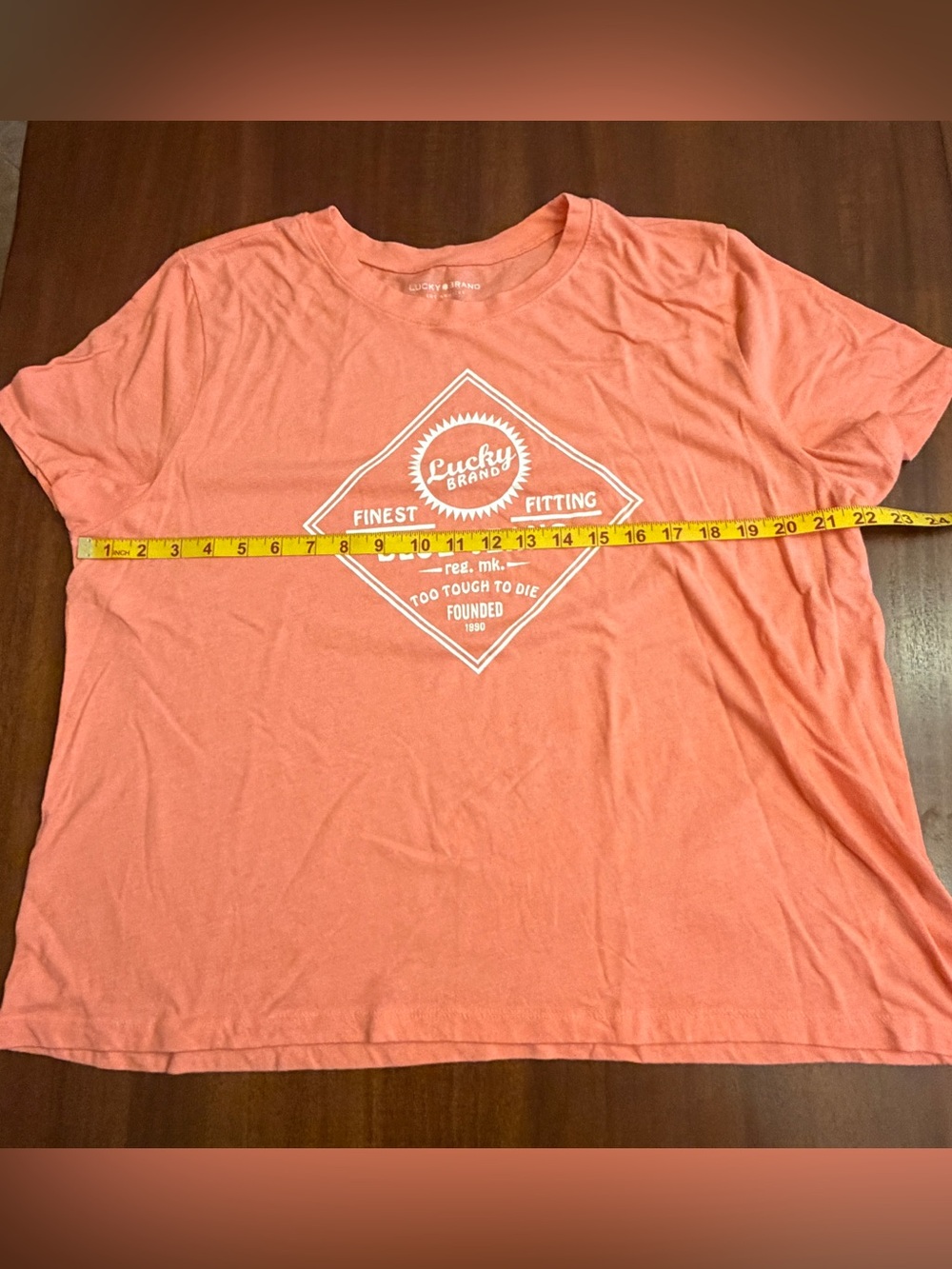 Lucky Brand Vintage Logo Graphic T-Shirt Peach XXL - Picture 4 of 6
